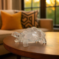 Tortuga decorativa en cristal transparente de 13x16cm