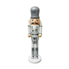 Figura Decorativa Cascanueces 30cm Blanco Con Gris
