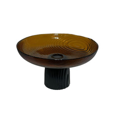 Bandeja De Cristal 30cm Ánfora Líneas Dorado