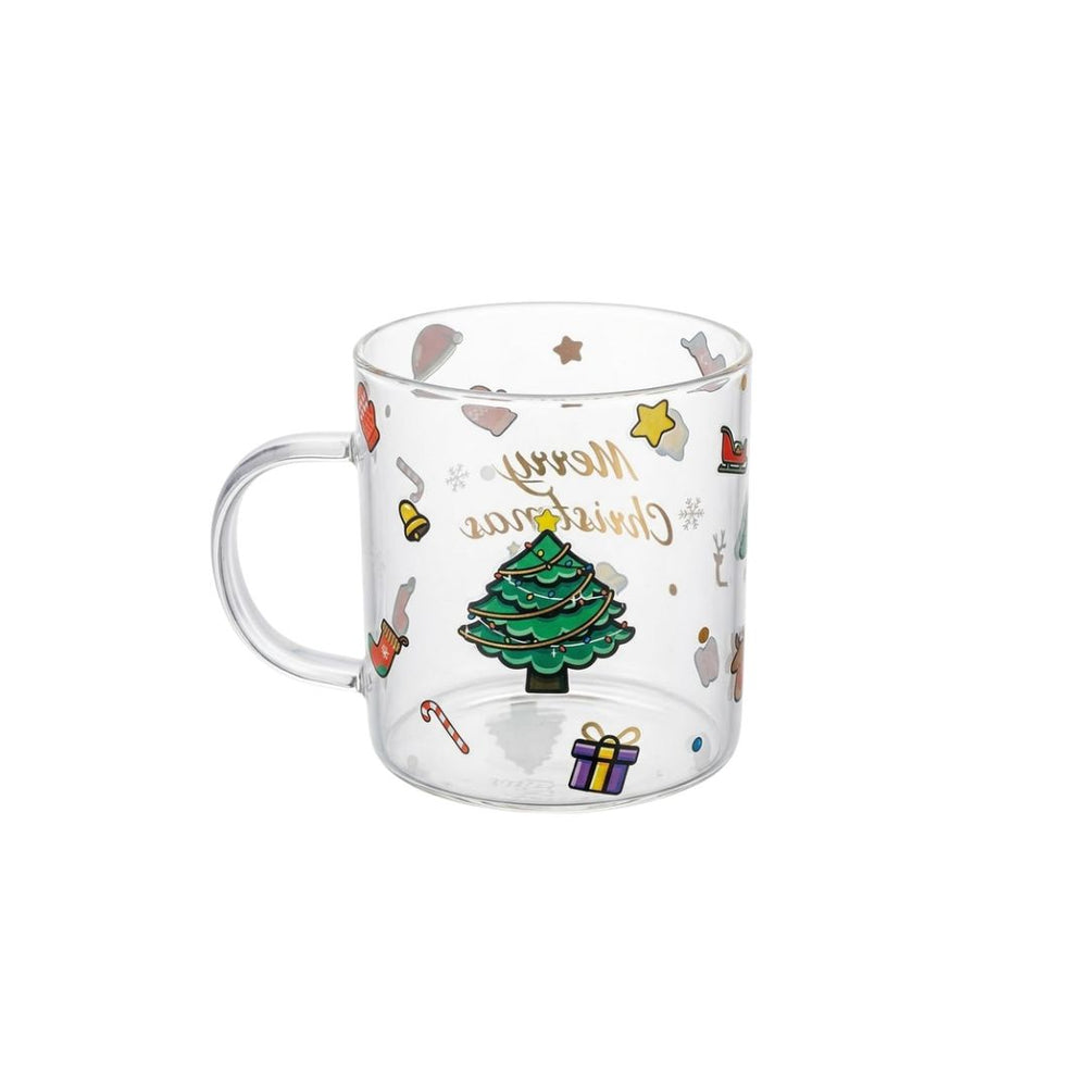 Diseño de pocillo navideño verde con árbol decorativo en la tapa.