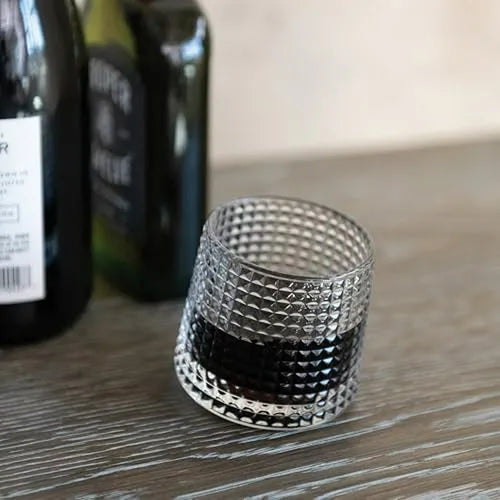 Vaso whiskero de vidrio 180 ml diseño rombos