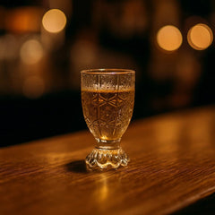 Copa de vidrio 36 ml con diseño de rombos en relieve