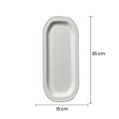 Bandeja Decorativa Blanca 15x35cm Con Borde Texturizado medidas 