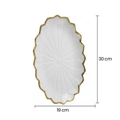Bandeja Decorativa Con Forma De Flor y Borde Dorado MEDIDAS grande