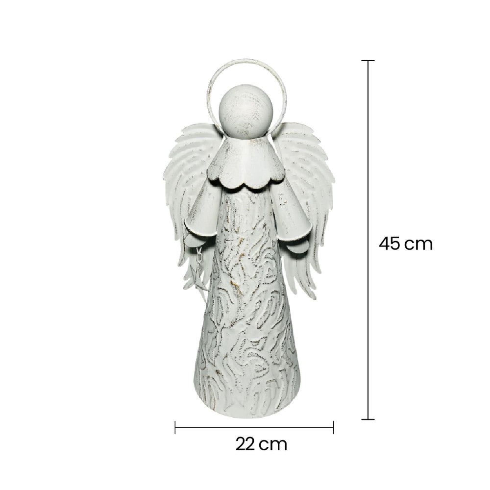 Figura Decorativa De Ángel Blanco 22×45cm MEDIDAS