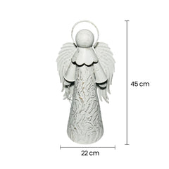 Figura Decorativa De Ángel Blanco 22×45cm MEDIDAS