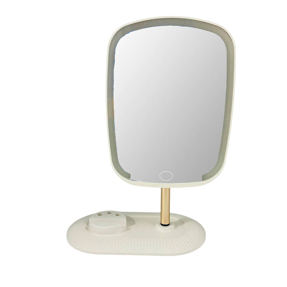 Espejo Rectangular Con Luz Led y Soporte Para Celular