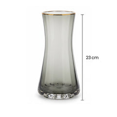 Florero Cristal 23cm Tipo Vaso Con Borde Dorado medidas