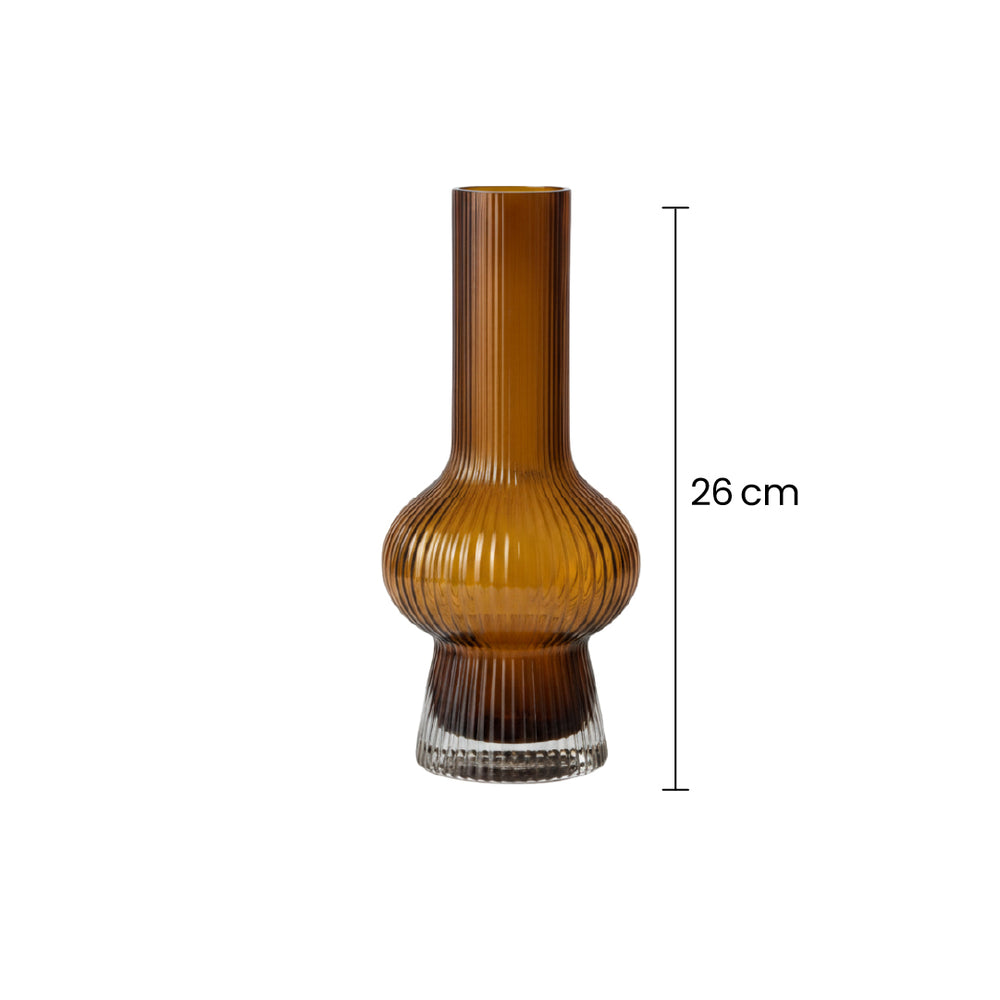 Florero Cristal Tipo Probeta Líneas Verticales Amarillo medidas pequeño