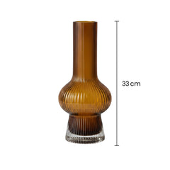 Florero Cristal Tipo Probeta Líneas Verticales Amarillo medidas grande