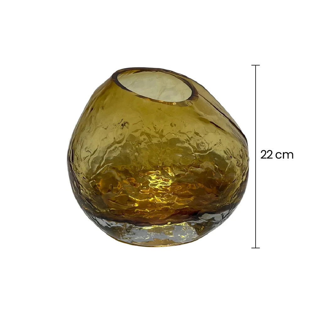 Florero Cristal Ámbar Piedra Thal Amarillo medidas