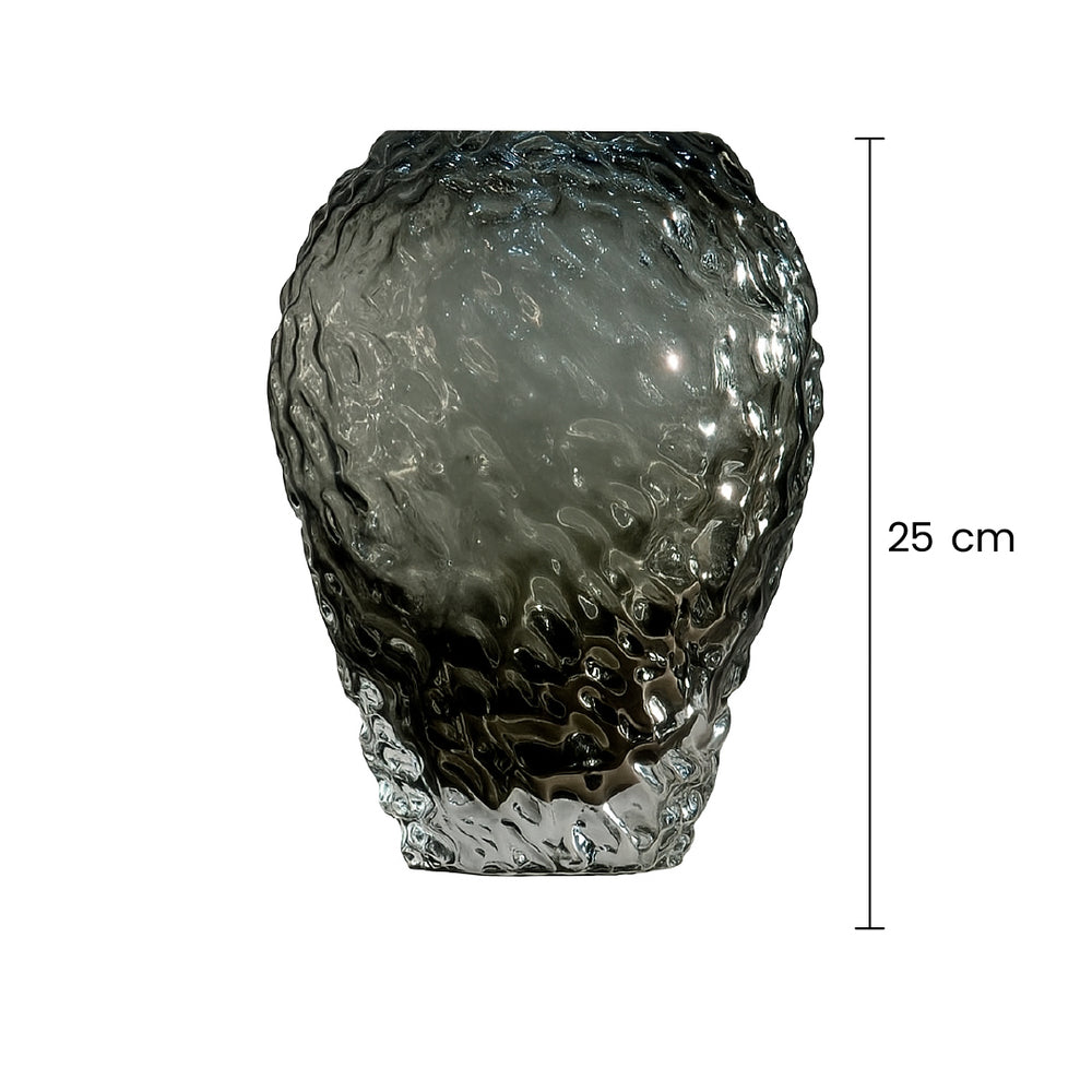 Florero Cristal 25cm Diseño Piedra Thal Verde Oliva medidas