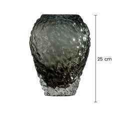 Florero Cristal 25cm Diseño Piedra Thal Verde Oliva medidas