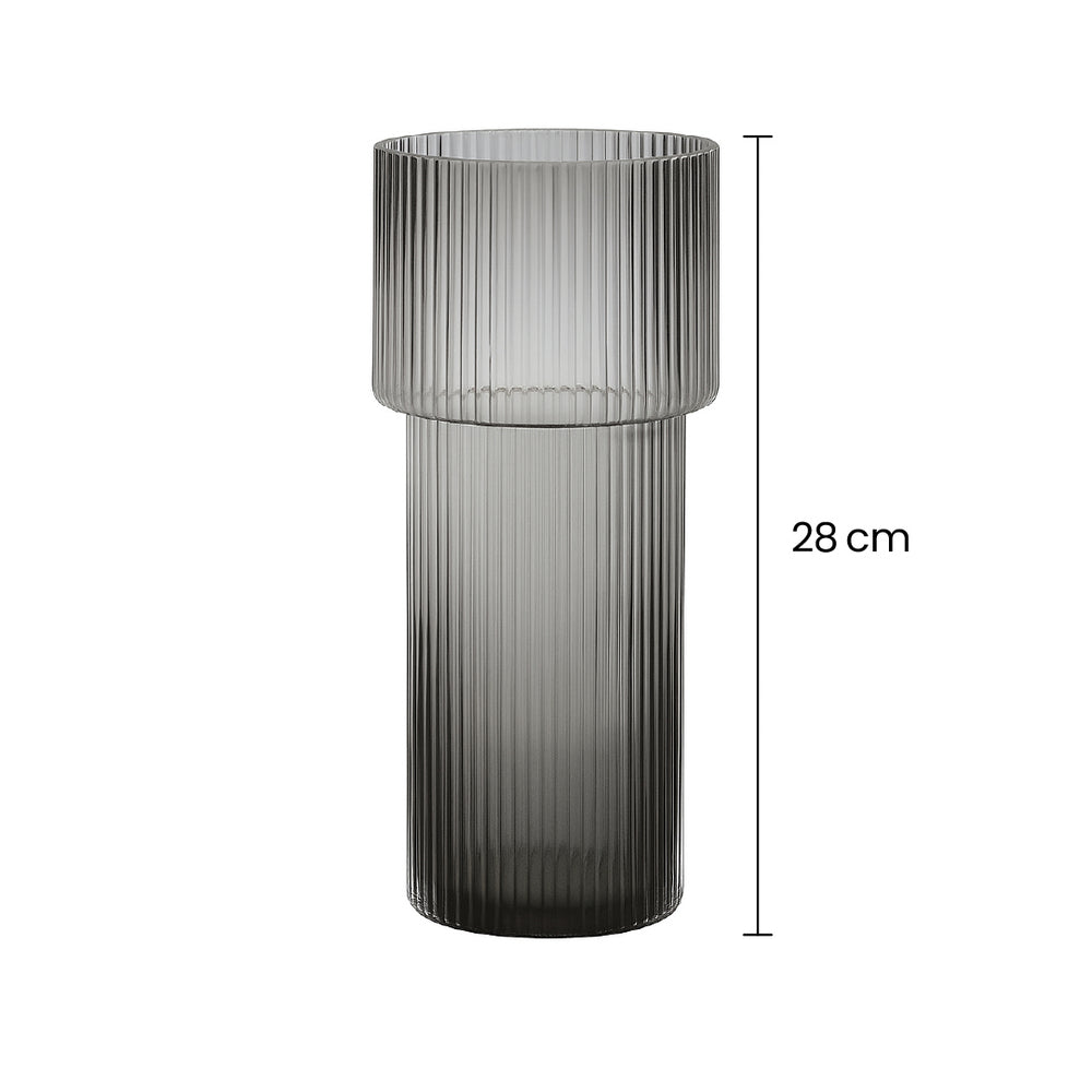 Florero Cristal Tipo Vaso Líneas Verticales Verde Oliva medidas grande