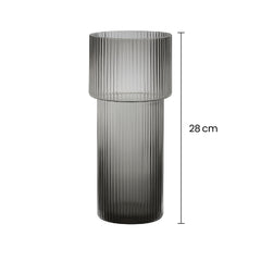 Florero Cristal Tipo Vaso Líneas Verticales Verde Oliva medidas grande