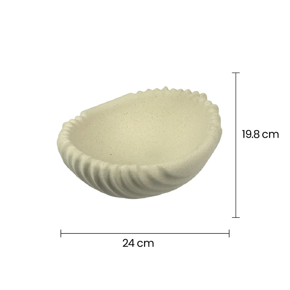 Florero De Cerámica Tipo Plato 11.7×26cm Con Líneas medidas 