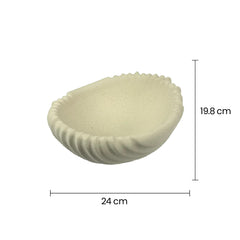 Florero De Cerámica Tipo Plato 11.7×26cm Con Líneas medidas 