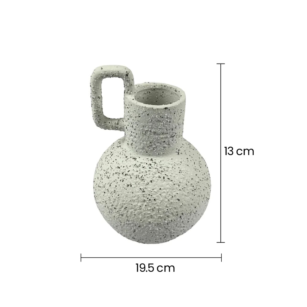 Florero De Cerámica Rústica Con Asa 19.5×13cm medidas