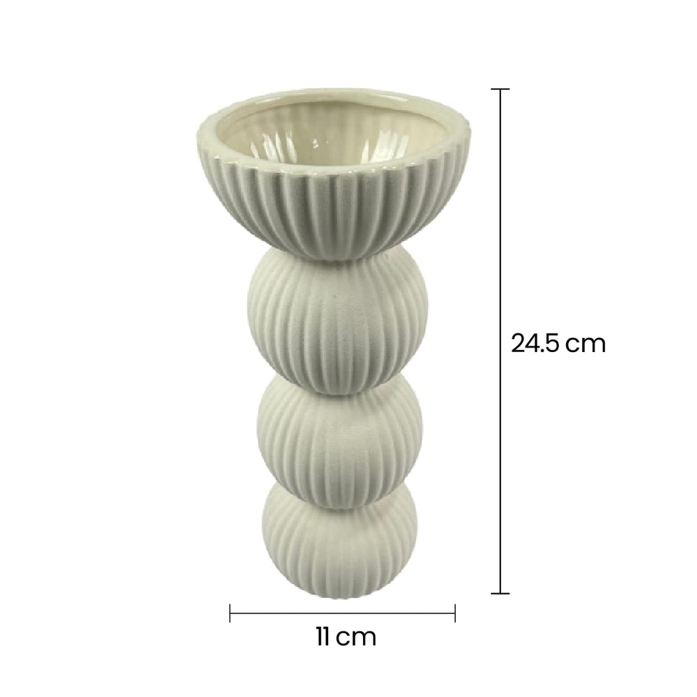 Florero De Cerámica Blanco 11×24.5cm Diseño Nórdico medidas