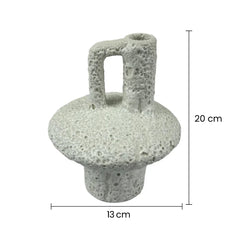 Florero De Cerámica Rustico Con Asa Escultórica Circular 20x13cm medidas