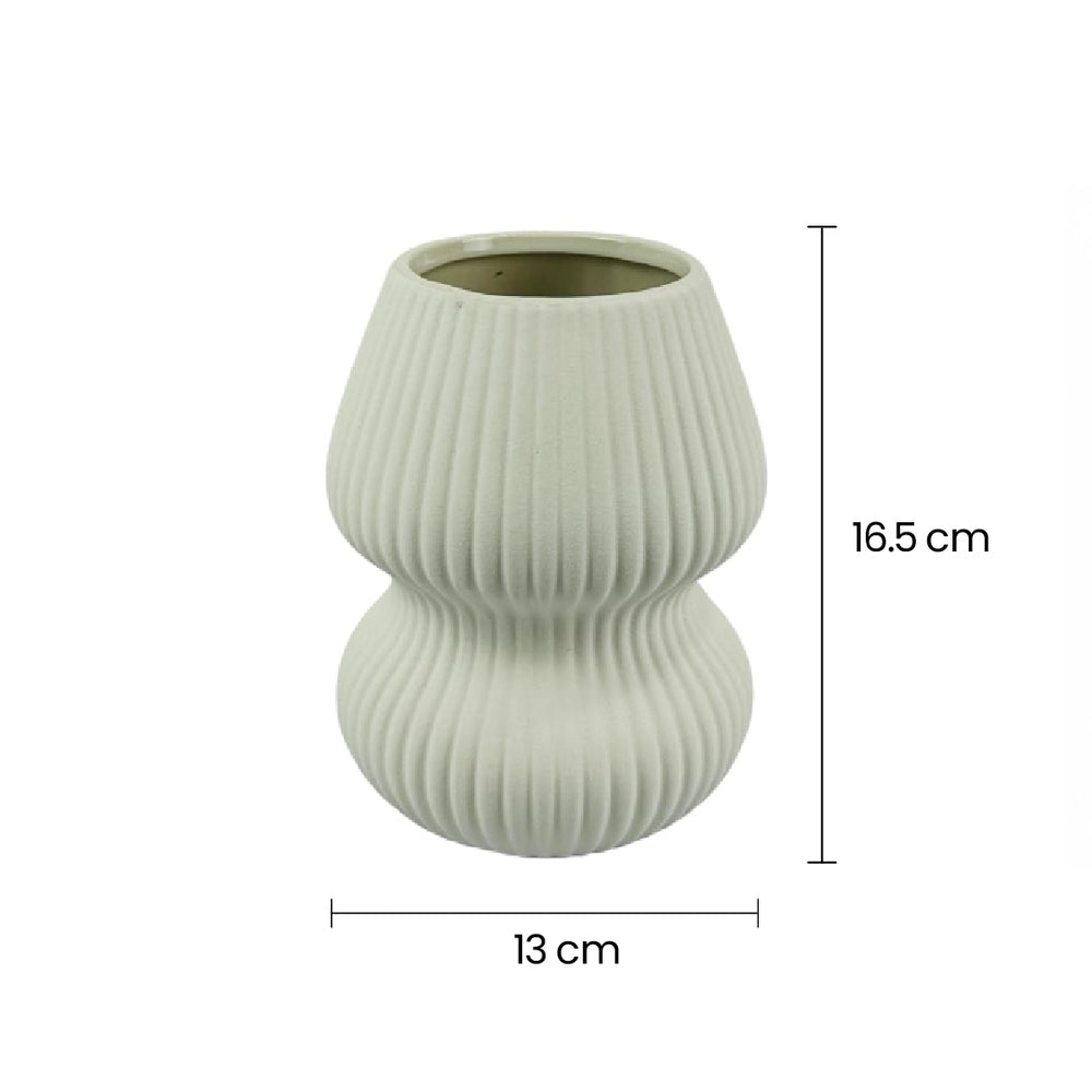 Florero De Cerámica Cilíndrico 13×16.5cm Con Líneas medida 