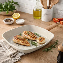 Sartén Asador Cuadrada 28×28cm Aluminio Forjado Con Superficie Acanalada