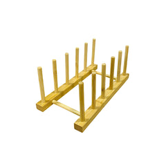 Estante Organizador Para Platos De Bambú Con 5 Compartimientos
