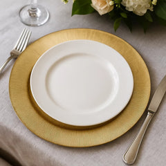 Plato Base Decorativo 33cm En Cristal Con Destellos Dorado