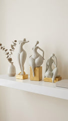 Combo De 3 Figuras Decorativas De Mujer Abstracta Con Base Dorada