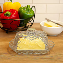 Mantequillera En Cristal 220ml Diseño Rombos