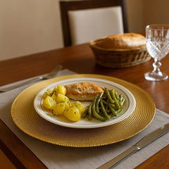 Plato Base Decorativo 33cm En Cristal Dorado Texturizado