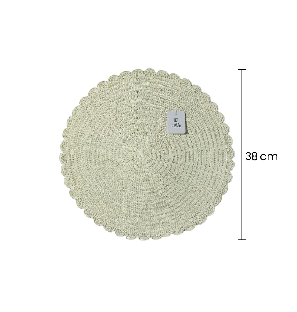 Individual Redondo Mimbre Diseño Artesanal Con Borde Ondulado medida