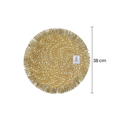 Individual Redondo En Mimbre 38cm Diseño Artesanal Bicolor Flecos Naturales medidas