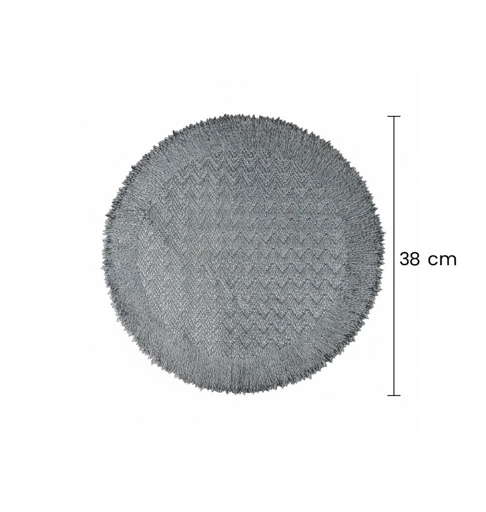 Individual Redondo En PVC 38cm Diseño Zig Zag Con Borde Puntas Dorado medidas