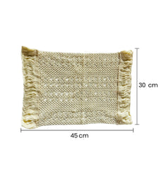 Individual Rectangular 30×45cm Tejido Abierto Con Flecos Beige medidas