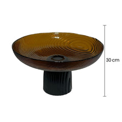 Bandeja De Cristal 30cm Ánfora Líneas Dorado medidas