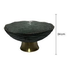 Bandeja De Cristal Tipo Ánfora Con Soporte Dorado medida