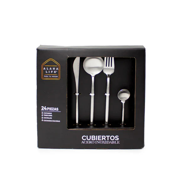 Set 24 Piezas Cubiertos En Acero Inoxidable Montevideo Plata