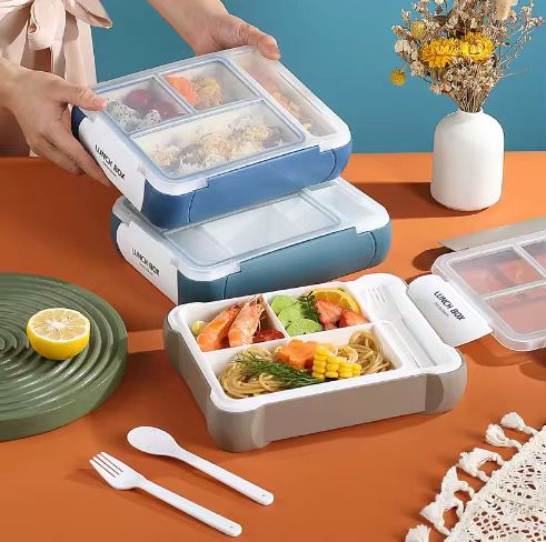 Lonchera 4 Compartiminetos Con Cubiertos Lunch Box