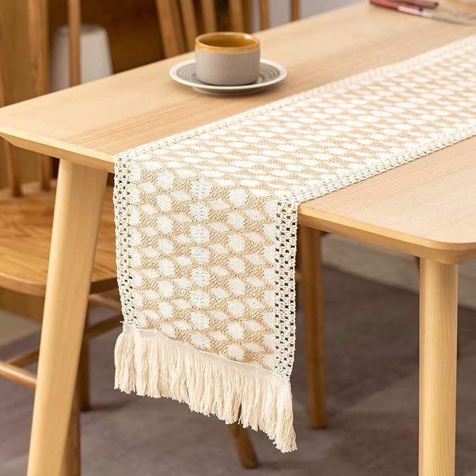 Camino De Mesa EstiloCrochet 30x220cm Diseño Triángulos 