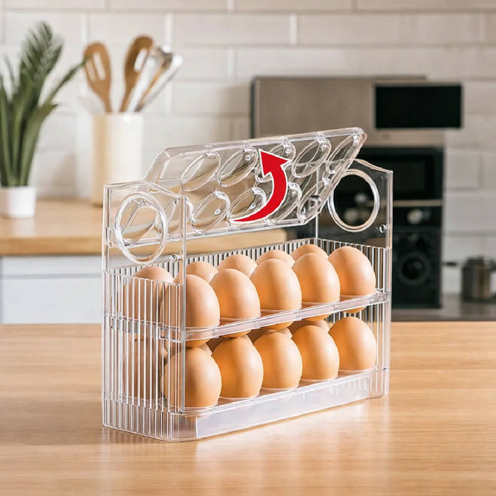 Organizador de huevos acrílico para refrigerador retráctil 