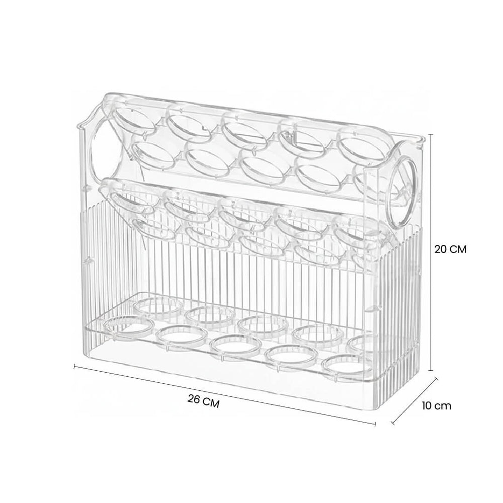 Organizador de huevos acrílico para refrigerador medidas