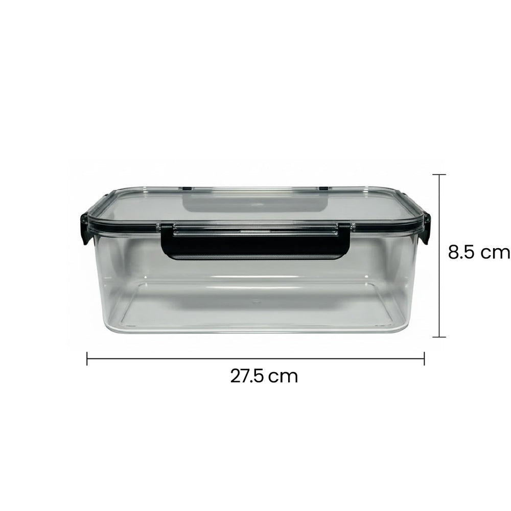 Recipiente Hermético Plástico Con Borde Negro Conservación De Alimentos medidas mediano