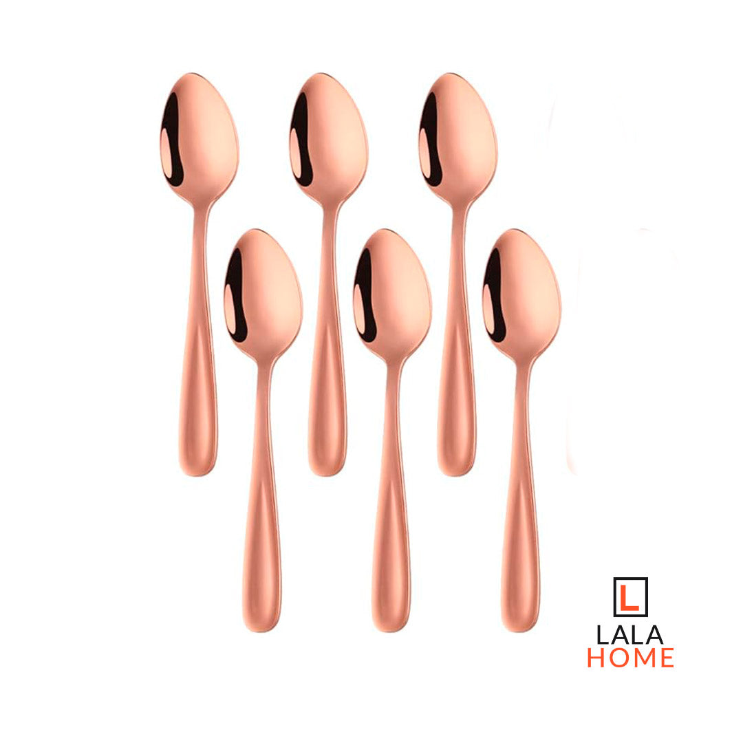 Set x6 Cucharas Dulceras Oro Rosa